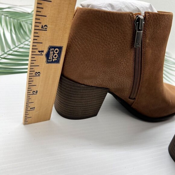 Lucky Brand Bellita Heeled Round Toe Brown Leather Ankle Boots Size 10 NWOB - Picture 7 of 12